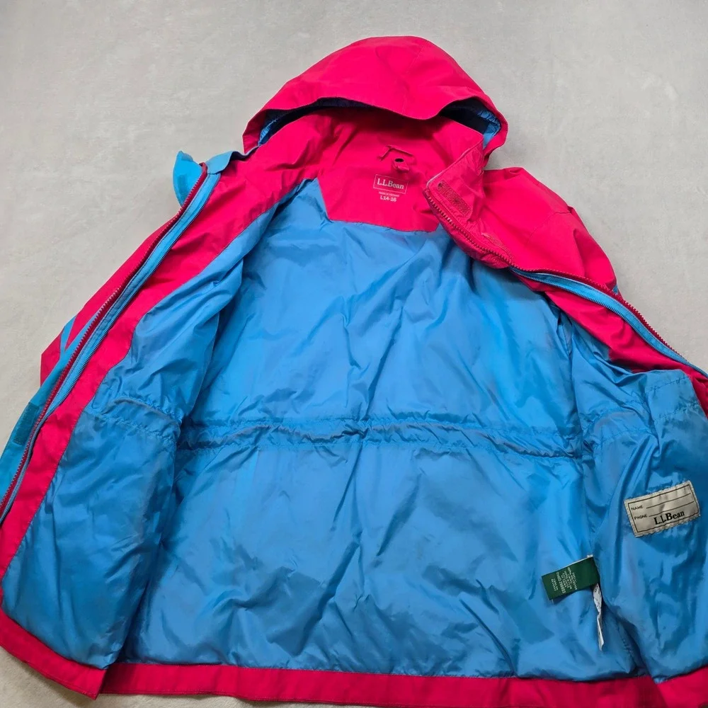 LLBean Systems Jacket Kids Girls‎ Large 14-16 Pink Blue Waterproof Hooded Ski